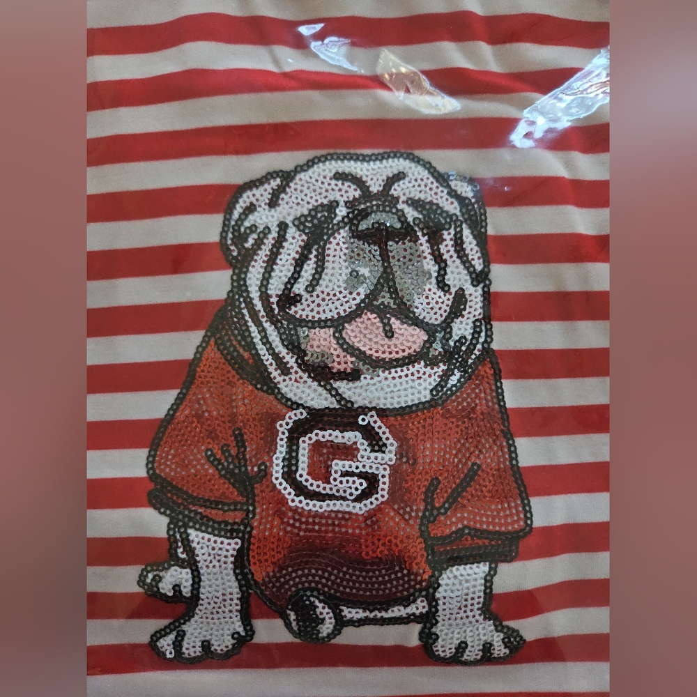 Ga Bulldog Sequin Striped Shorts Outfit Sz 3 - Picture 2 of 4